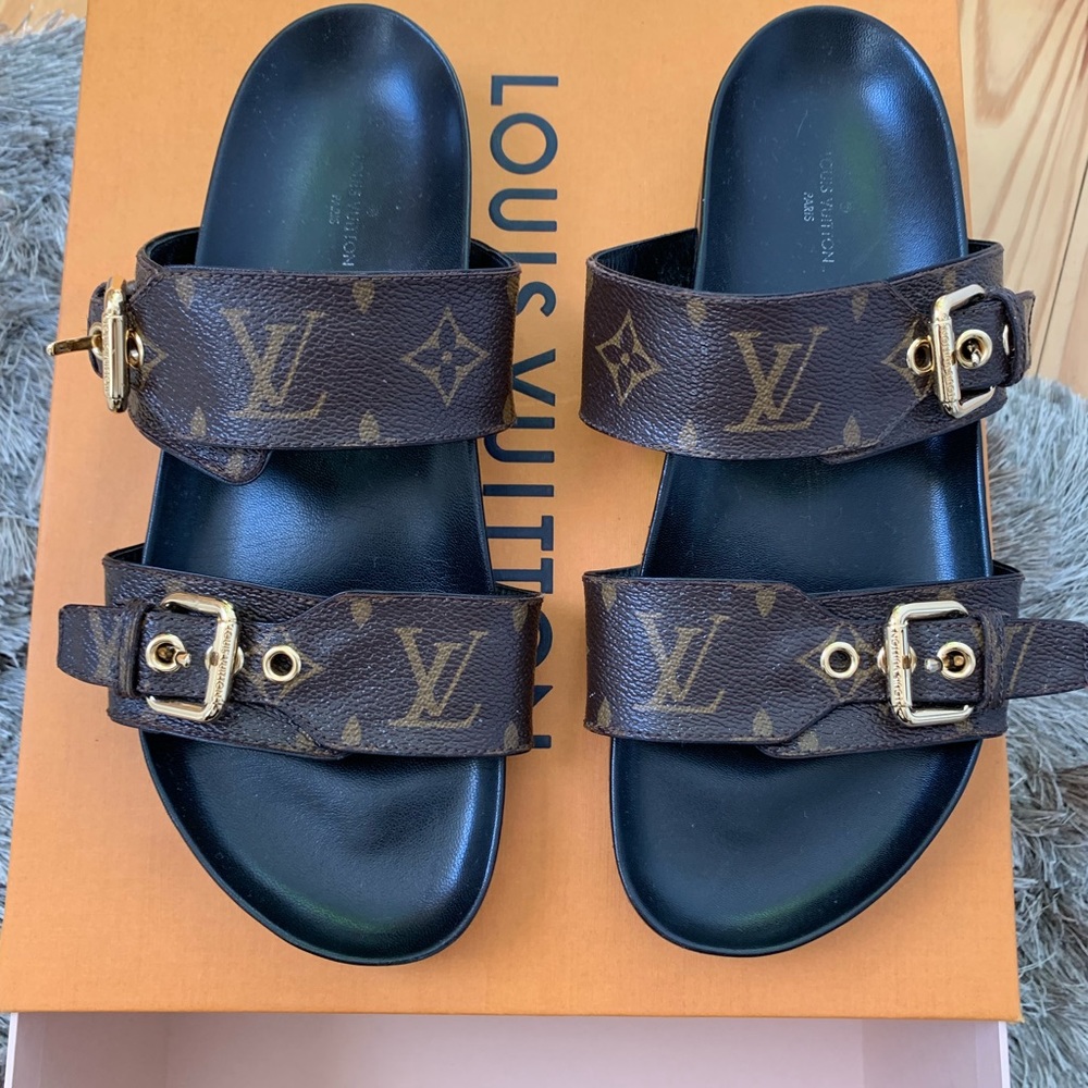 Louis Vuitton Monogram Bom Dia Sandals Size 37.5 - Picture 6 of 8